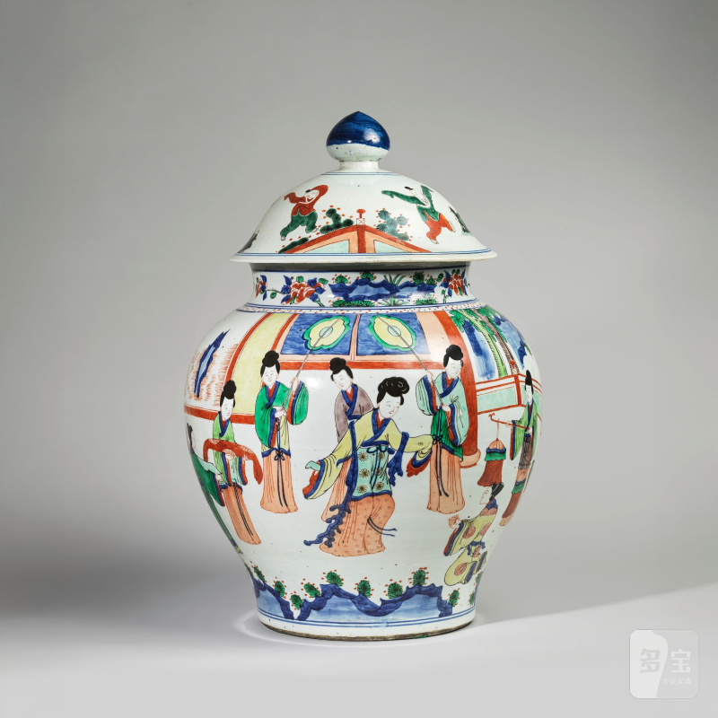 清 十九世紀 五彩仕女圖蓋罐 | GRANDE POTICHE COUVERTE EN PORCELAINE WUCAI - 图5